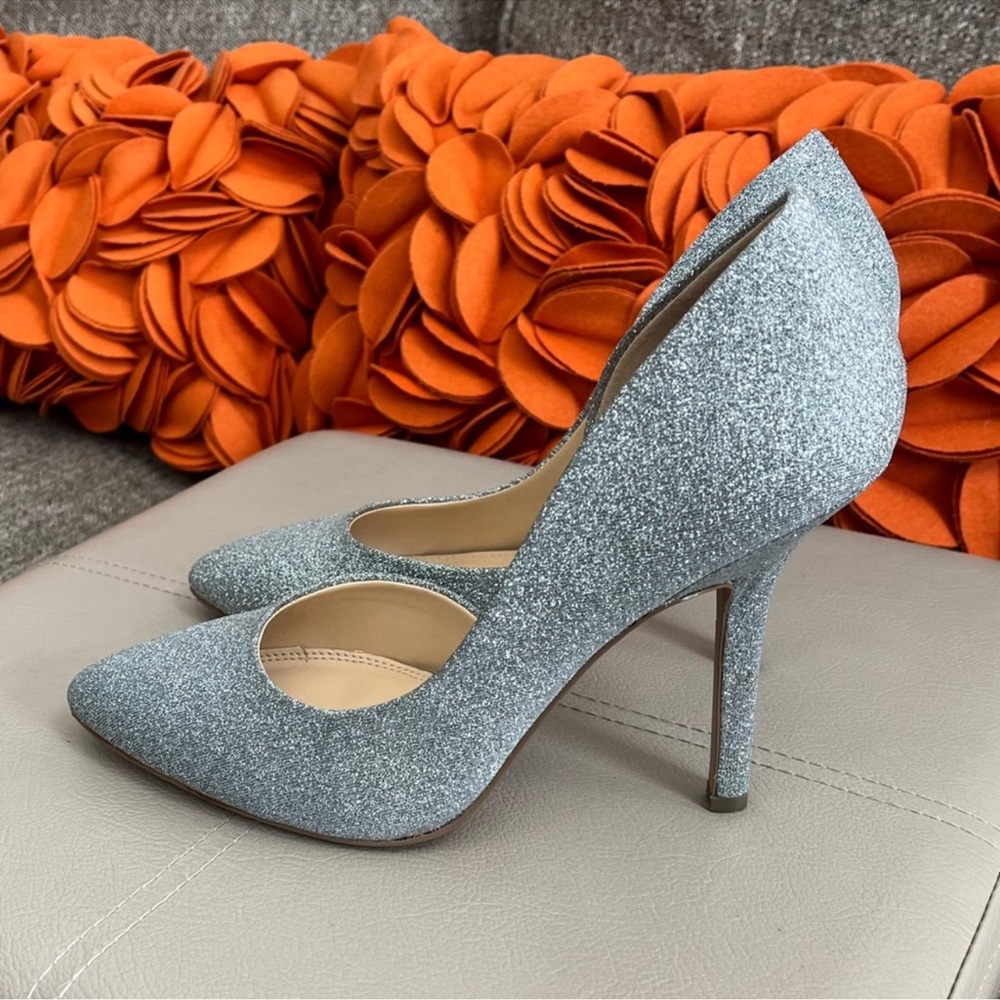 Bcbgeneration Pewter Silver Glitter Heels Size 8 … - image 3